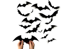 NAJZYBA Bat Halloween Decoration, Bat Decoration with Glue, Halloween Decoration, Gothic Decoration, Bat Decoration for Outdoor, Wall, Garden, Window Decoration, Birthday, Halloween Party Accessories, Pack of