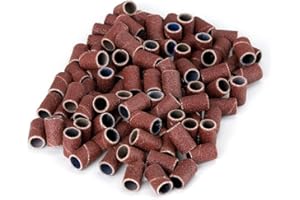 LALILL 100 pzs. Capuchones Abrasivos Grano 120 - Manguitos Abrasivos Bandas Abrasivas Taladro Lijado - Bandas para el Cuidado de los Pies Mandrell Fresas para Uñas - Accesorio para Manicura Pedicura