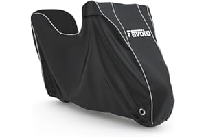 Favoto Funda para Moto Impermeable, Cubierta de Moto 300D Oxford Protectora a Prueba de Sol Lluvia Polvo Viento Nieve para Motocicletas y Scooters Eléctricos con Caja Trasera, 265x105x130cm