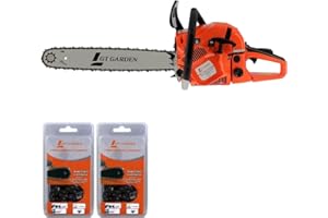 GT Garden Tronçonneuse Thermique 62 cm3, 3.5 CV, Guide 50 cm, 2 chaînes