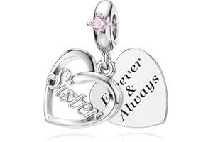 DALARAN Sterling Silver Heart Charm for Pandora Mum Sister Daughter Wife Charm Family Dangle Charm