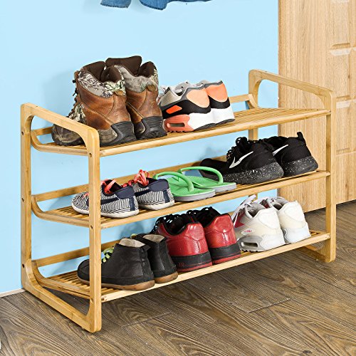 SoBuy®Schuhregal, Schuhablage, Bambusregal aus Bambus,3 Etagen, FSR12-N - 9