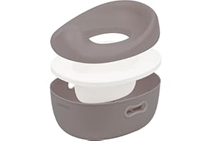 Nattou Pot 3en1 pour bébé, Pot + Tabouret + Siège de toilette pour enfants, Apprentissage facile de la propreté, Env. 34 cm, De 18 mois à 4 ans env., Care, ABS/EVA, Taupe