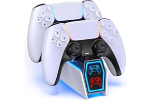 FEBBRA PS5 Charging Station - 2H Fast Charge with LED Light, Upgrade Dock for PS5 Dualsense Controller