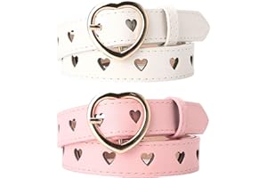 HDGSAFD 2 Ceintures Pour Filles, Ceinture Tour De Cou En Forme De Cœur, Ceinture Pour Enfants, Ceinture Réglable Avec Boucle En Métal, Adaptée À De Nombreux Types De Vêtements