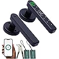 Fingerprint Door Lock, 5 in 1 Smart Door Lock with Smart APP/Fingerprint/IC Cards/Password/Backup Keys, Fingerprint Door Lock with Keypad for Bedroom, Office, Apartment, Black.