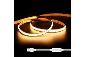 GINGSOW Taśma LED USB COB 5 V ciepła biel 2700 K 3 m, 320 diod LED/M możliwość ściemniania COB LED Strip Lights CRI80+ podświetlenie TV, elastyczna taśma LED lampa podłogowa do kuchni, domu