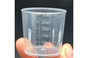 KECOOL 30ml Plastic Liquid Measuring Cups - Mini Clear Kitchen Medicine Cups Transparent Labs Graduated Beakers Baking Cooking Home Lab Measure Tool (10 Packs,1oz,Transparent)