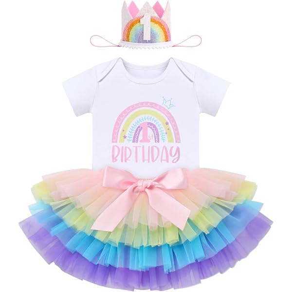 Robe Tutu 1er Anniversaire Fille - Ensemble Avec Bandeau - Style Princesse Paillettes - 12 Mois