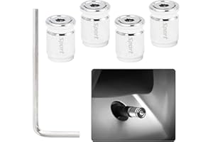 Neikafan 4 Piezas Tapones Rueda Coche Tapones Valvula Coche Antirrobo Tapones Ruedas Coche Aluminio Tapas de Válvula Universales con Llave para Automóviles,SUV,Camiones,Motocicletas