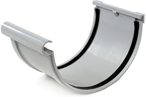 FIRST PLAST - Gouttière PVC 25 demi-ronde - Jonction longue à joints montés PVC 25 demi-ronde - gris