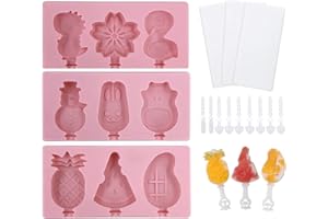 Micacorn 3 Stück Silikon Eiscreme Eisformen, BPA Frei, Handgemachte DIY Eisform Popsicle Am Stiel Form mit Deckeln Frozen Dessert Lolly Makers Eisformen Home Küchengeräte für Kinder