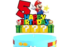 YOOYEH 1 PCS Mario Party Cake Toppers, 5th Cartoon Movie Themed Happy Birthday Party Supplies Decorations for Boys Girls Decorations (5th)