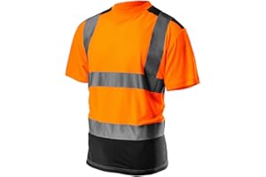 NEO TOOLS Profi Warnschutz T-Shirt Kurzarm Arbeitsshirt Arbeits warnshirt reflektierende Zonen Warnshirt Arbeitshemd orange oder gelb S-XXL