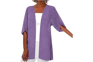 NUSGEAR 2023 Cárdigan Mujer Chaqueta Manga corta Suelto Chal Cárdigan Moda casual algodón Lino camiseta Tops Color sólido Ligera Informal otoño Verano Cómodo Blusa Chaqueta talla grande