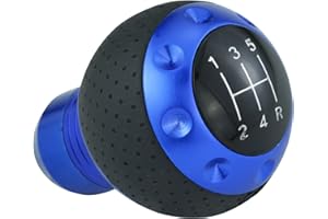 Temzzer 5 Speed Gear Knob Ball Gear Shift Handle Leather Shifter Lever Head for Most Manual Vehicles (Blue)