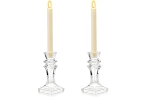 Romadedi Portacandele Vetro Candelabro Moderno - Porta Candele da Tavolo Decorativi Candelabri Cristallo Centrotavola per Decorazioni Casa Compleanno Natalizie Matrimonio Festa, 2 pz, Trasparente