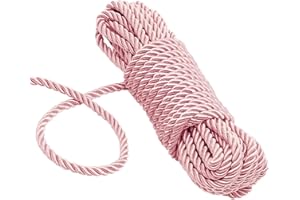 KuTi Kai All Purpose Rope 8 mm 10M - 32 Feet Length Strong Multifunctional Soft 100% Nylon Rope Natural Twisted Durable Long Ropes (Pink)