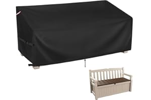 Hohong Garden Storage Bench Cover Waterproof for Keter Eden 143×64×81cm, 500D Heavy Duty Oxford Fabric Garden Bench Cover, Outdoor Storage Box Covers