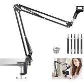 NEEWER Microphone Boom Arm Suspension Scissor Stand with 3/8" to 5/8" Screw Adapter and Cable Ties Compatible with Blue Yeti