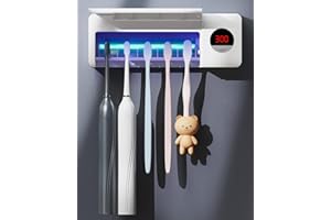 DSHOW UV-Zahnbürste Sanitizer, Zahnbürste Sanitizer Halter, Sterilisation & Timing-Funktionen, 2000mAh wiederaufladbare kabellose Wand montiert Zahnbürste Sterilisator für Bäder (weiß)