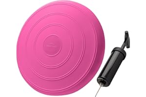 EVEREST FITNESS Cuscino ad Aria, con gonfiaggio, Diametro 33 cm, con Pompa ad Aria, Cuscino per Equilibrio, Cuscino per Allenamento, Seduta e Schienale