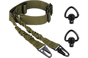 KORSAOT 2 Punkt Gewehrriemen, Verstellbarer Gewehrriemen mit 2 Metallhaken, Gewehr Sling Riemen für Sport und Spiel (Grün)