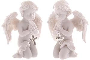 Puckator Cherub Praying with Bejewelled Cross - Romantic Modern Love Wedding Gift Gifts For Girlfriend - Fairy Fairies Grave Ornaments Figurine - Valentines Day Gifts For Her Him - Home Decor