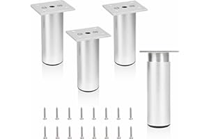 MIXDORA 4Pcs Adjustable Furniture Legs Silver Metal Sofa feet Aluminum Alloy Couch Legs Wardrobe Foot Bed Feet Furniture Replacement Legs (Silver, 10cm)