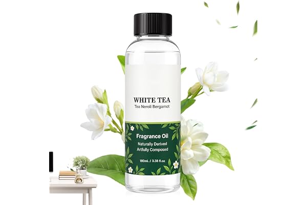 Diffusor Oil Refill, Doftolja Vitt te Doft Pure Refill Aromaterapi Liquid | 100ml Home Air Scented Diffuser Oil för Office Sovrum Vardagsrum Badrum Entré Daglig resa