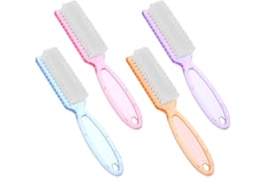WLLHYF Lot de 4 brosses à ongles avec poignée à poils souples 4 couleurs Outil de manucure Ensemble de brosses à récurer pour ongles et orteils (bleu+violet+rose+orange)