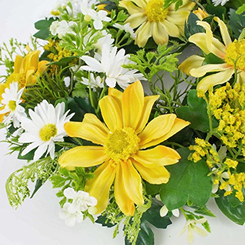 Künstlicher Frühlingskranz mit Margeriten, Rudbeckia, gelb, Ø 30 cm – Dekokranz / Türkranz – artplants - 2