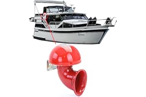 ‎CARPARTS-ONLINE Bull Horn Boat Fanfare Horn Fog Horn Sound Red 12 Volt 125 dB