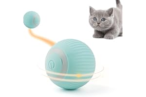 Namsan Katzenspielzeug Elektrisch Katzenball mit LED Licht Automatischer 360-Grad-Rollbal Interaktives Katzenspielzeug USB Wiederaufladbarer für Katzen (Blau)