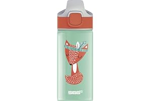 Sigg - Gourde Enfant avec Paille En Aluminium - Miracle Peaceful - Étanche - Poids Plume - Sans BPA - Certifiée Neutre En CO2 - École & Sport - Vert Motif Renard Indien - 0,4L