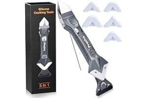 Preciva 5 en 1,Herramienta de calafateado de silicona, raspador, herramienta de removedor de masas, 5 puntas y herramienta de alisado de acabado para la cocina o el cuarto de baño