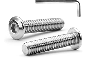 MINHER M8 x 35mm 10Pcs Tête Plate Vis D’assemblage à Six Pans Creux, Acier Inoxydable A2 V2A, Boulons de Meubles, Filetage Complet (Avec Clé Hexagonale)