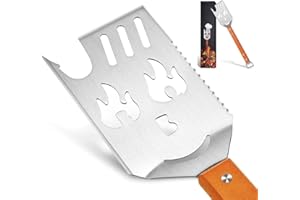 WEGLOK Accessoires Barbecue, Spatule Barbecue 7 en 1, Outils de Barbecue Uniques et créatifs, avec Manche en Bois, de Grill Multifonction avec Décapsuleur Ustensiles Barbecue Cadeaux pour Hommes
