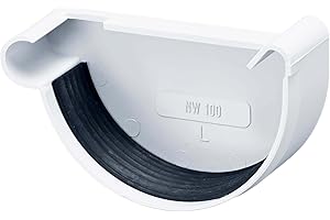 INEFA Dachrinnen Endstück halbrund, PVC NW 150, links Weiß Dachrinnenzubehör, einfache Steckmontage, Made in Germany