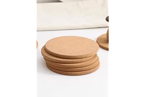 LIFENERGRIC Cork Coasters, Set of 6, Thick Cork Mats for Table, Hot Pot, Non-Slip, Durable, Cork Coasters for Coffee, Tea, Kettles, Pots, Pans and Plants, 19 cm