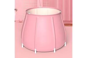 BAZARGAME 70 x 70 cm Rose Pliable Baignoire PVC Adulte Enfants Mobile Baignoire Spa Portable Bathtub