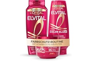 ‎L'OREAL PARIS L'Oréal Paris Elvital Germany's Next Topmodel Haarpflege-Routine für coloriertes und gesträhntes Haar: Color Glanz Farbschutz Set mit Shampoo 300ml, Spülung 250ml und Pflegemaske 300ml