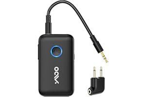 YMOO Transmisor Receptor Bluetooth 5.3 para TV a 2 Auriculares, Adaptador Audio Bluetooth HiFi Estéreo con AUX 3,5mm Jack, 22H AptX Baja Latencia Emisor Bluetooth para Televisión/Altavoces/Avion