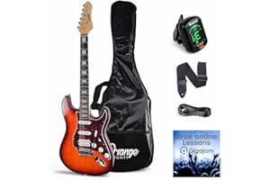 RIDE GB California County Electric Guitar Full Size 39" solid body with 2 single coil and 1 double humbucker. 5 way selector. Red Pearloid pick guard. Pearloid block fret marker.