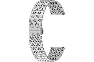 Kai Tian 9 rzędów pasek do zegarka ze stali nierdzewnej, 18 mm, 20 mm, 22 mm, dla mężczyzn i kobiet, polerowana, metalowa klamra rozkładana, czarny, złoty, różowe złoto, srebrny