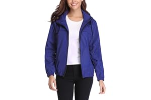 Wayleb Giacca Impermeabile Donna Sportiva Antipioggia con Cerniera Cappuccio Giacca Sportiva Ideale per Attività All'aria Aperta Corsa, Ciclismo, Arrampicata,Pesca