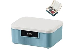 CAKEEYUM Lockable Medicine Box, 9l Double Layer Combination Lock Box, Heavy Duty Lockable Storage, Leakproof Medicine Lock for Kitchen Home School Office, Blue