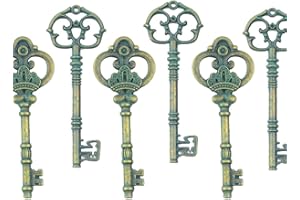 Makhry Misto 20 Scheletri Extra Grandi in Argento Antico - Set di Chiavi 20-3 1/4"