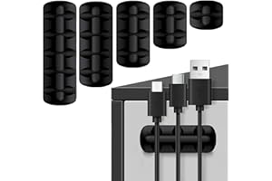 Caybats Organizer a Clip per Cavo [Set di 5] - Mini Clip Portacavi Multifunzionale per Gestione Cavi, Ideale per Cavi di Alimentazione, Ricarica USB, Mouse, e Altri (nero)