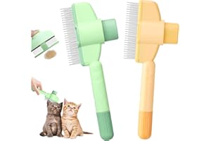 JIEBAO 2 Stück Fellblitz Bürste Katze mit Langen und Kurzen Edelstahlmetallzähnen und Entriegelungsknopf zum Entfernen Von Matthaar für Langhaar und Kurzhaarkatzen